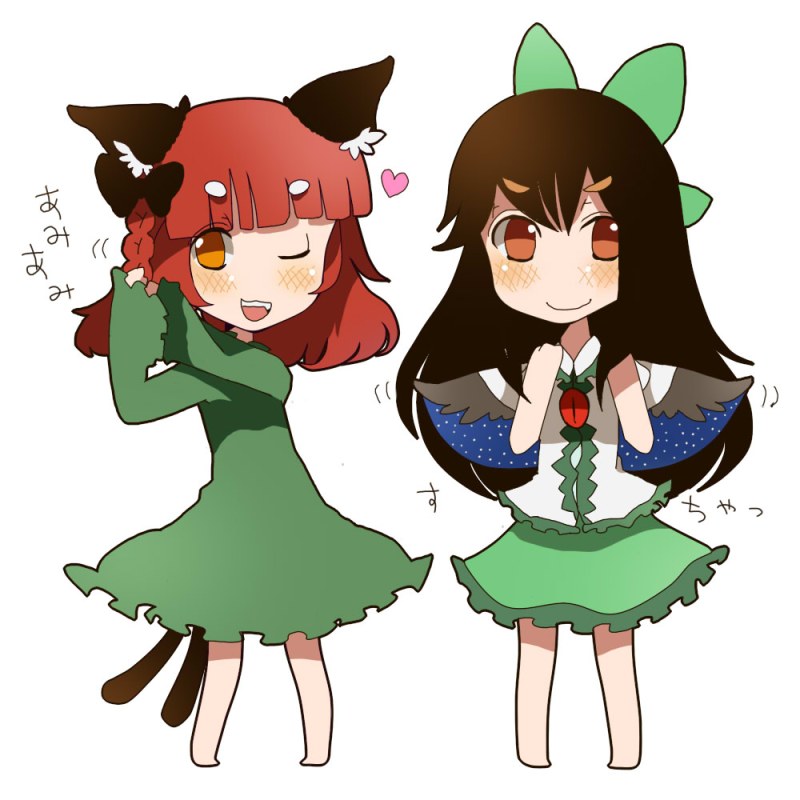 kaenbyou rin and reiuji utsuho (touhou) drawn by pote_(aonibi_kairou)