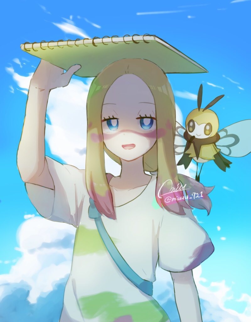 ribombee and mina (pokemon and 1 more) drawn by miu_(miuuu_721)