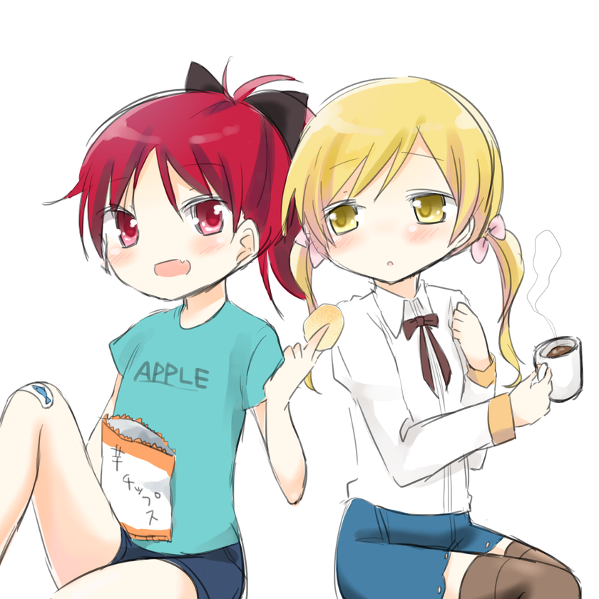 sakura kyoko and tomoe mami (mahou shoujo madoka magica) drawn by tatsuyoshi_(zawahomura)