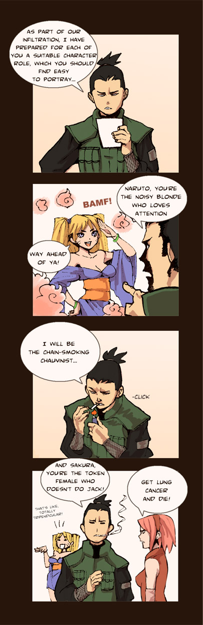 haruno sakura, naruko, and nara shikamaru (naruto) drawn by archvermin