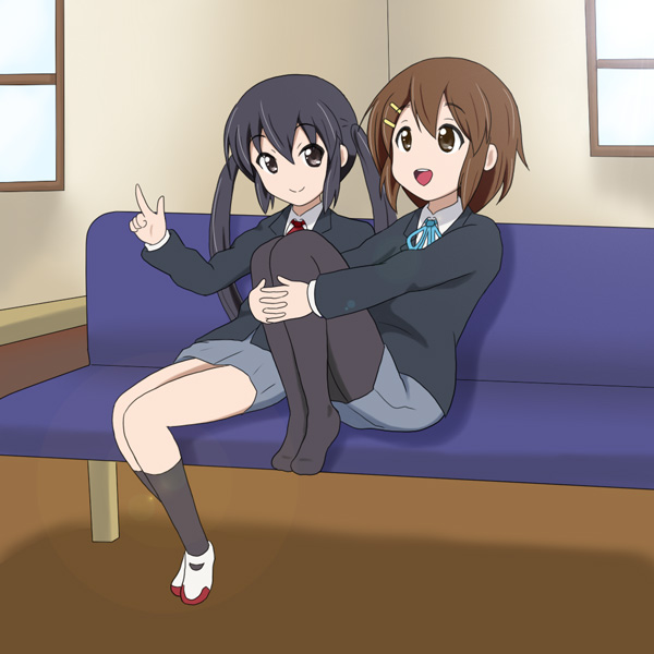 nakano azusa and hirasawa yui (k-on!) drawn by qwer