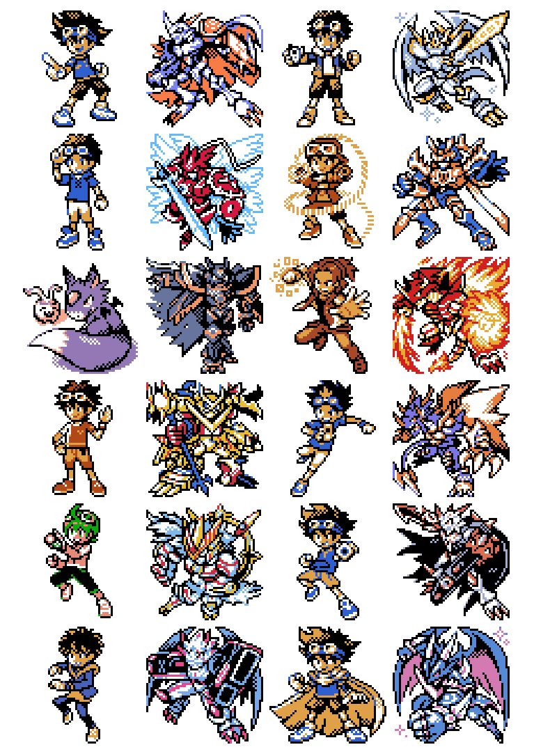 yagami taichi, omegamon, motomiya daisuke, alphamon, matsuda takato, and 22 more (digimon and 12 more) drawn by rastadog77