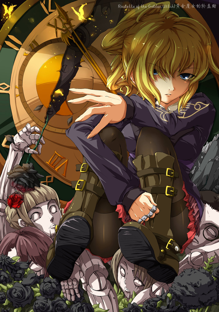 beatrice, ushiromiya battler, ushiromiya maria, ushiromiya jessica, and ushiromiya george (umineko no naku koro ni) drawn by sirills