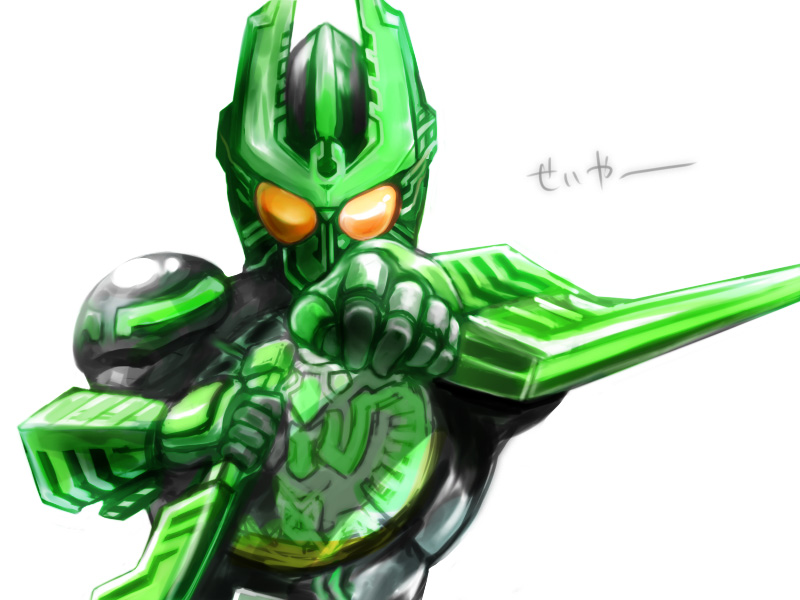 kamen rider ooo and gatakiriba (kamen rider and 1 more) drawn by huujyu