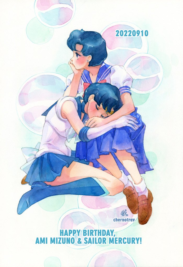 mizuno ami and sailor mercury (bishoujo senshi sailor moon) drawn by chernotrav