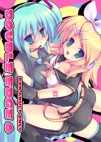 hatsune miku and kagamine rin (vocaloid) drawn by lowe_(slow) and tsuruma_megumi