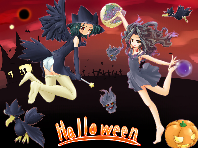 misdreavus, crobat, and murkrow (pokemon) drawn by tenjou_ryuka
