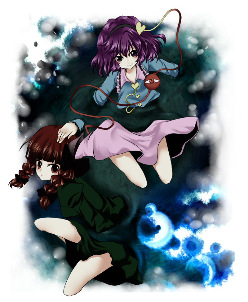komeiji satori and kaenbyou rin (touhou) drawn by rimu_(kingyo_origin)