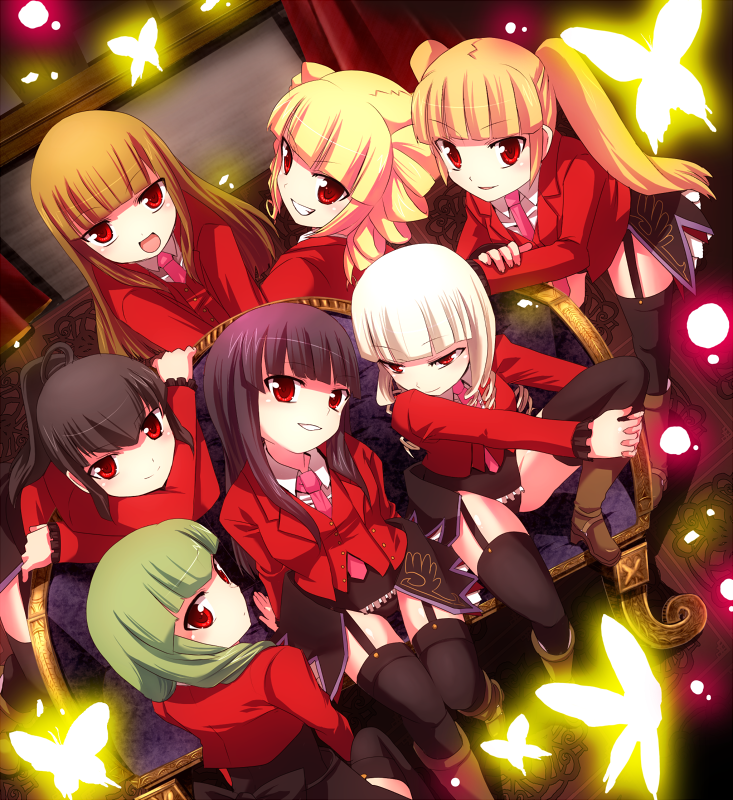mammon, lucifer, asmodeus, beelzebub, belphegor, and 2 more (umineko no naku koro ni) drawn by aro