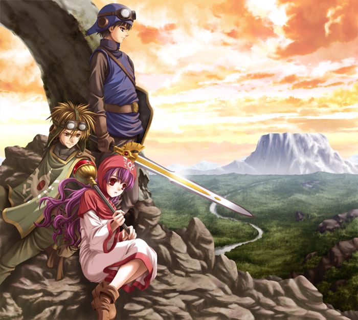 princess of moonbrook, prince of lorasia, and prince of samantoria (dragon quest and 1 more) drawn by araki_maki