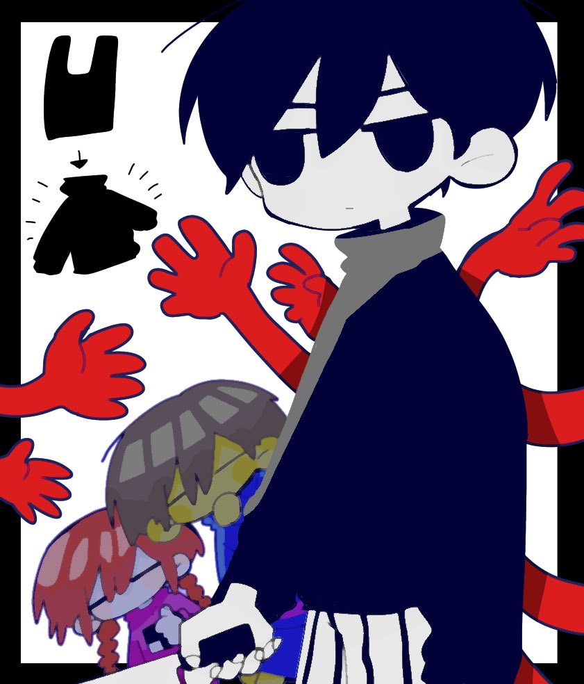 omori, frisk, and madotsuki (omori and 2 more) drawn by kobanzame_omo