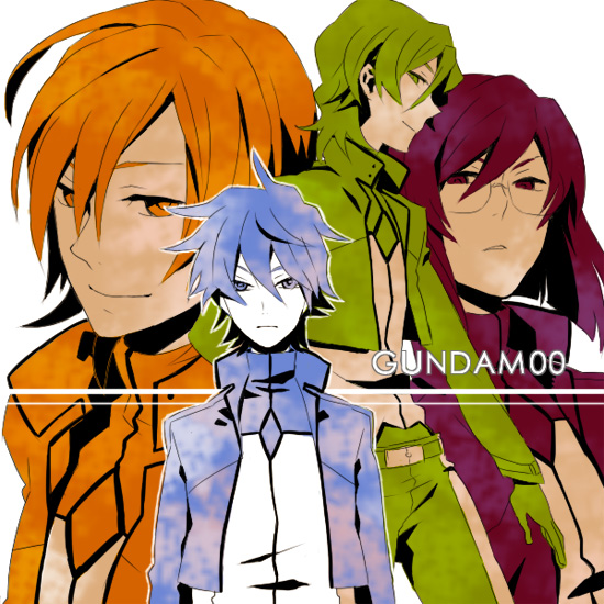 tieria erde, setsuna f. seiei, lockon stratos, allelujah haptism, and lyle dylandy (gundam and 1 more) drawn by tsuu_(tu-3)