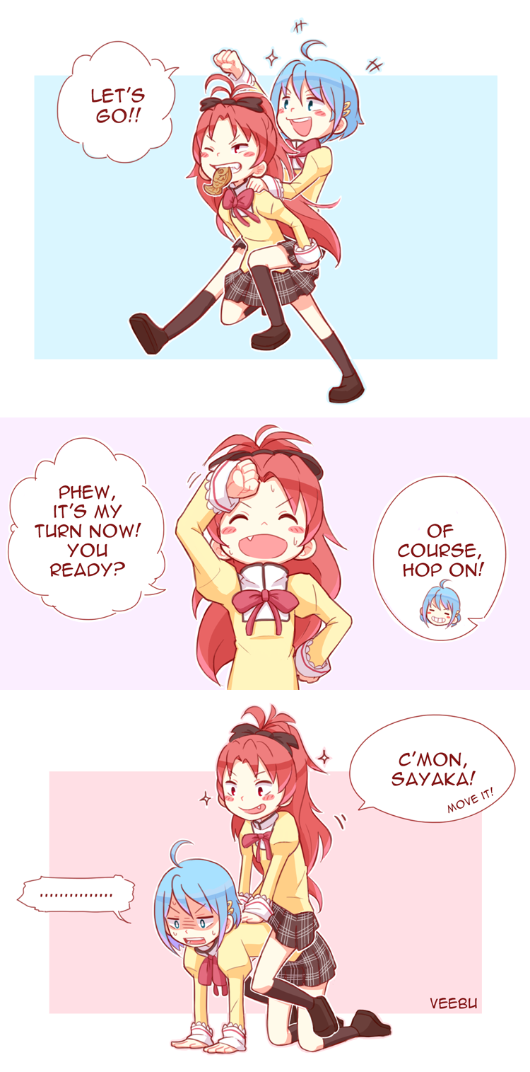 miki sayaka and sakura kyoko (mahou shoujo madoka magica and 1 more) drawn by friedbun