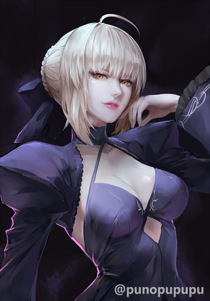 artoria pendragon and saber alter (fate and 2 more) drawn by puuzaki_puuna