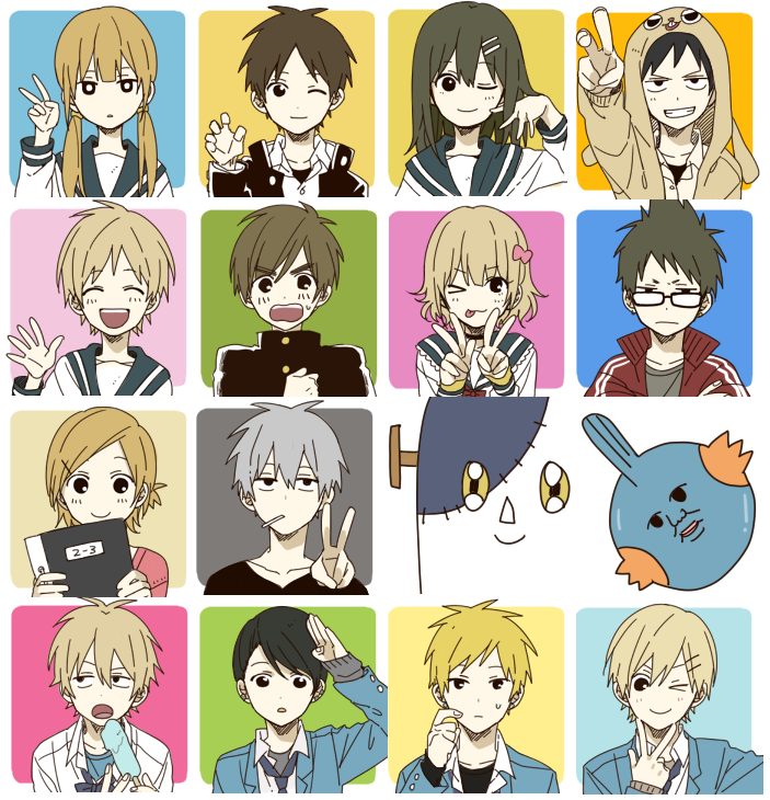 natsuhiko, takahashi akira, harumura, suzuki miki, satou chinatsu, and 9 more (suzuki-san and 1 more) drawn by yamada_(onigori105)