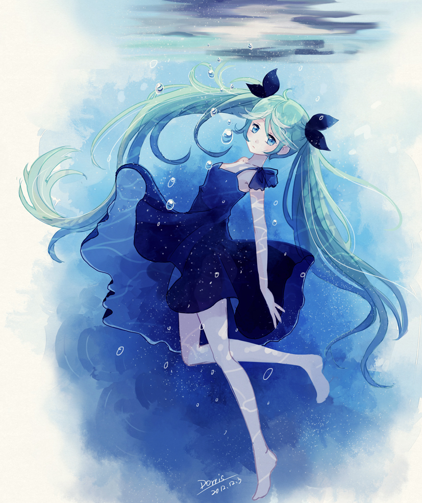 hatsune miku (vocaloid and 1 more) drawn by dorris
