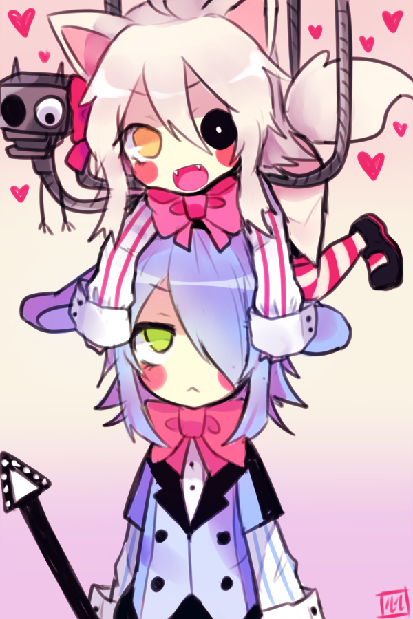 mangle and toy bonnie (five nights at freddy's and 1 more) drawn by lulu-999