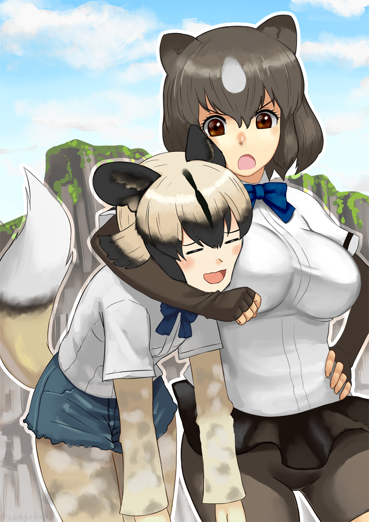 brown bear and african wild dog (kemono friends) drawn by sengoku_esuji