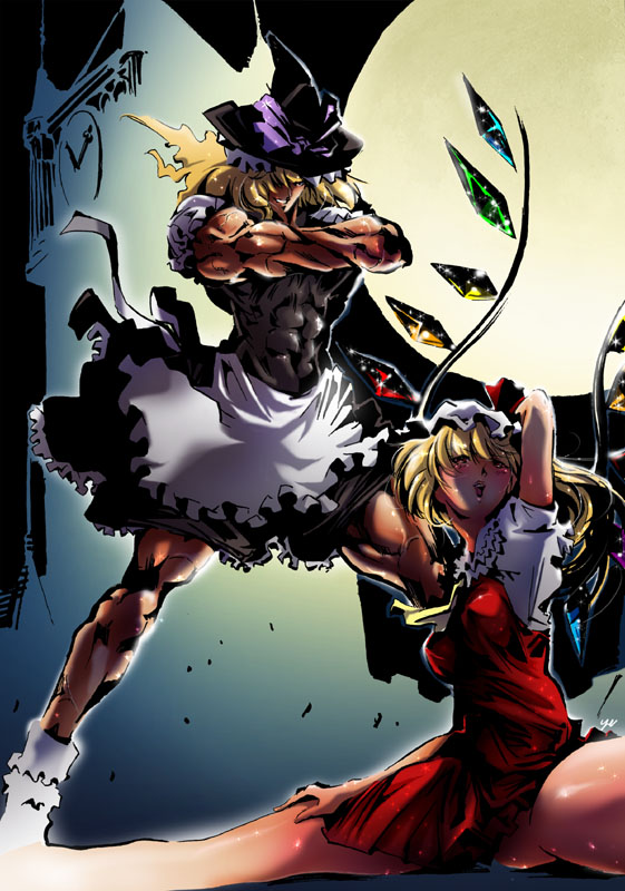 kirisame marisa, flandre scarlet, and cho marisa (touhou) drawn by wi-z_garage