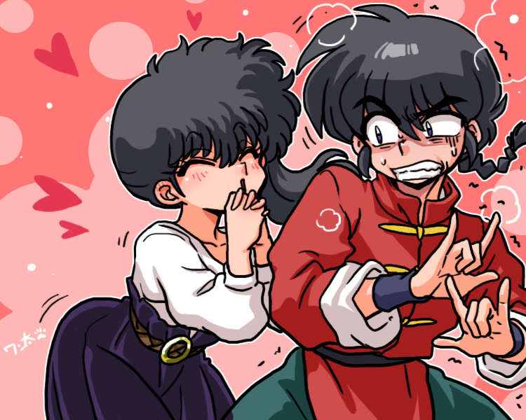 saotome ranma and kunou kodachi (ranma 1/2) drawn by wanta_(futoshi)