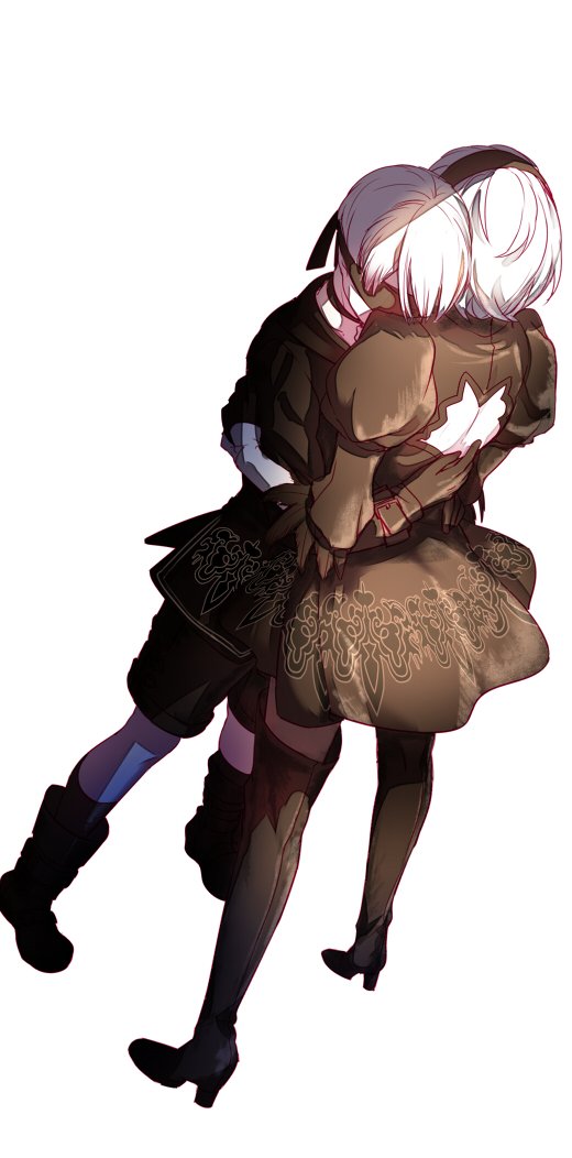 2b and 9s (nier and 1 more) drawn by aki663