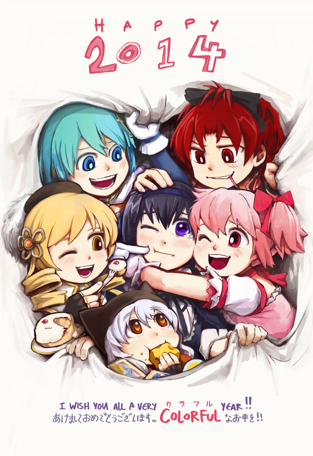 akemi homura, kaname madoka, miki sayaka, sakura kyoko, tomoe mami, and 2 more (mahou shoujo madoka magica and 1 more) drawn by silverxp