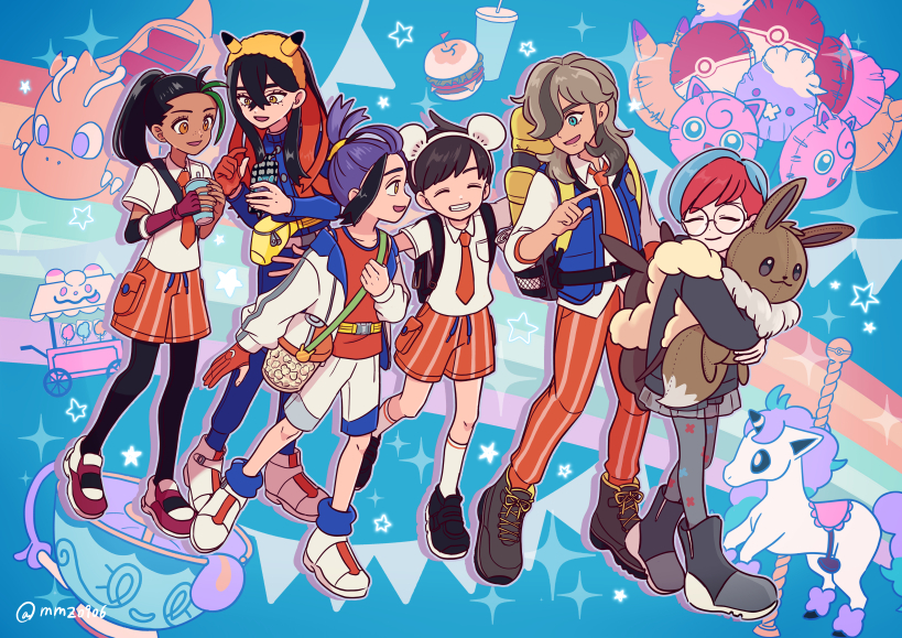 eevee, kieran, rotom, rotom phone, florian, and 9 more (pokemon and 1 more) drawn by sakuramochi0906