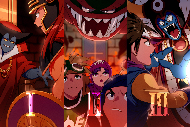 princess of moonbrook, roto, prince of lorasia, prince of samantoria, hero, and 3 more (dragon quest and 3 more) drawn by echo_(circa)