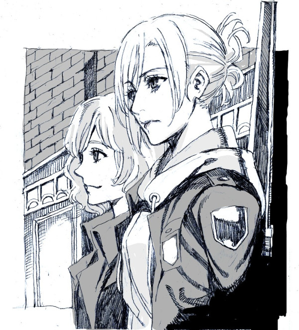 annie leonhart and hitch dreyse (shingeki no kyojin) drawn by nobita_(makoto7060355)