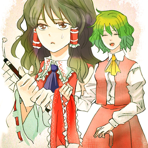 hakurei reimu and kazami yuuka (touhou) drawn by hanamiboshi