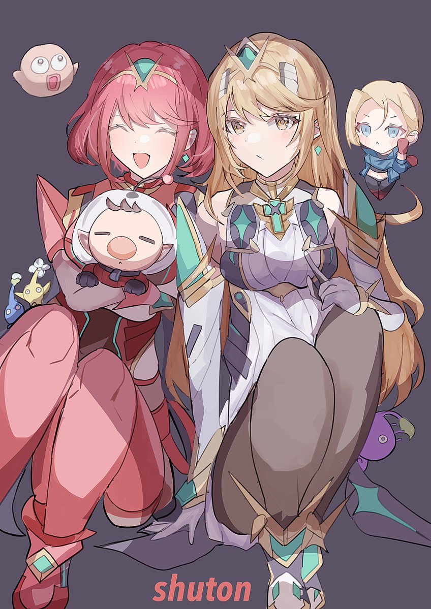 pyra, cammy white, olimar, yellow pikmin, blue pikmin, and 2 more (street fighter and 5 more) drawn by yoka_(103xp)