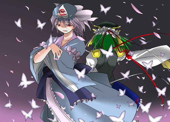 saigyouji yuyuko and shiki eiki (touhou) drawn by angeldust