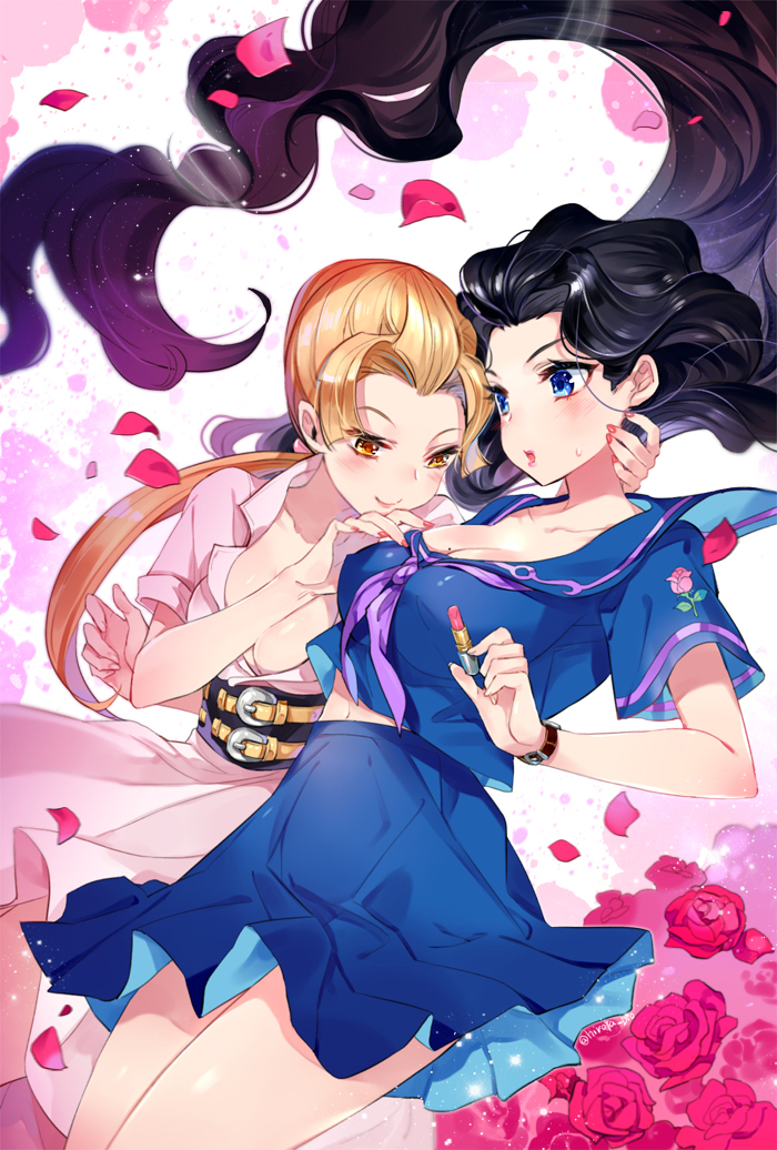 yamagishi yukako and tsuji aya (jojo no kimyou na bouken and 1 more) drawn by hatoyama_itsuru