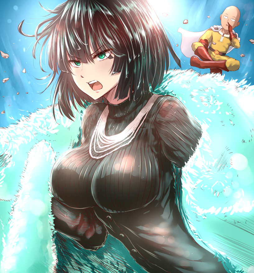 fubuki and saitama (one-punch man) drawn by tai_(nazutai)