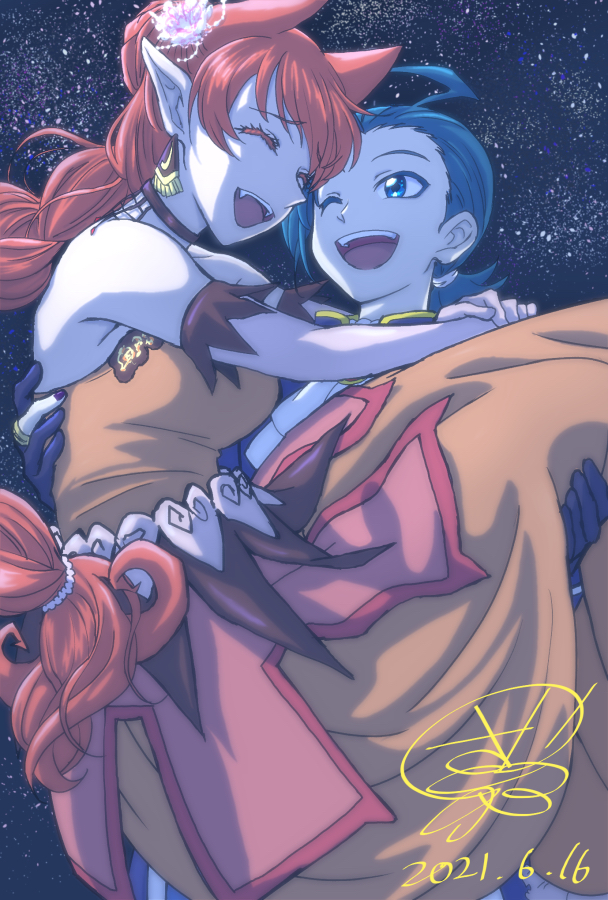 suzuki iruma and azazel ameri (mairimashita! iruma-kun) drawn by sberry15