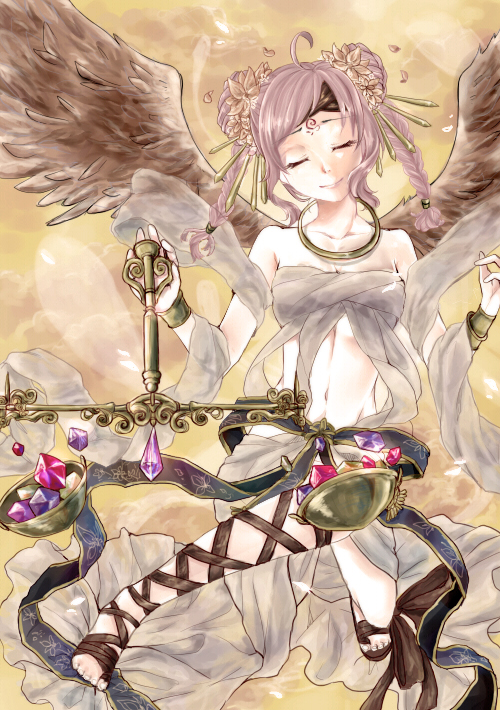 saigyouji yuyuko and maiden of libra (touhou and 1 more) drawn by monicanc
