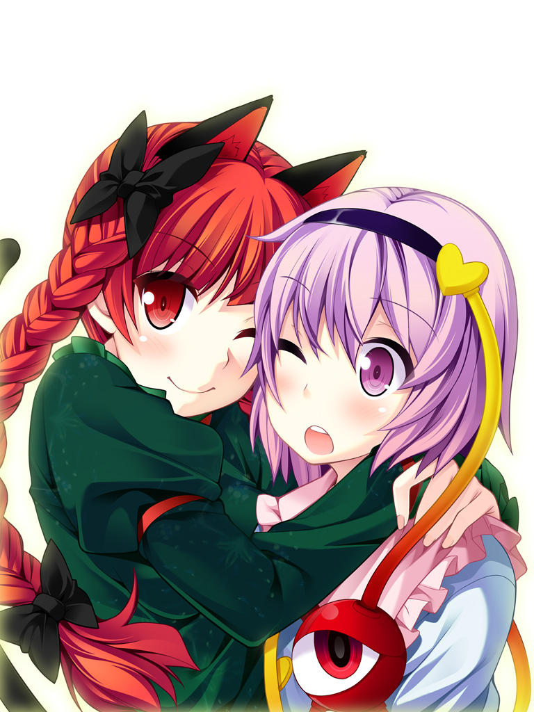 komeiji satori and kaenbyou rin (touhou) drawn by kumakichi_(kuma-ana)