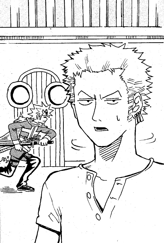 roronoa zoro and haganeno ken (one piece and 1 more) drawn by asou_shuuichi