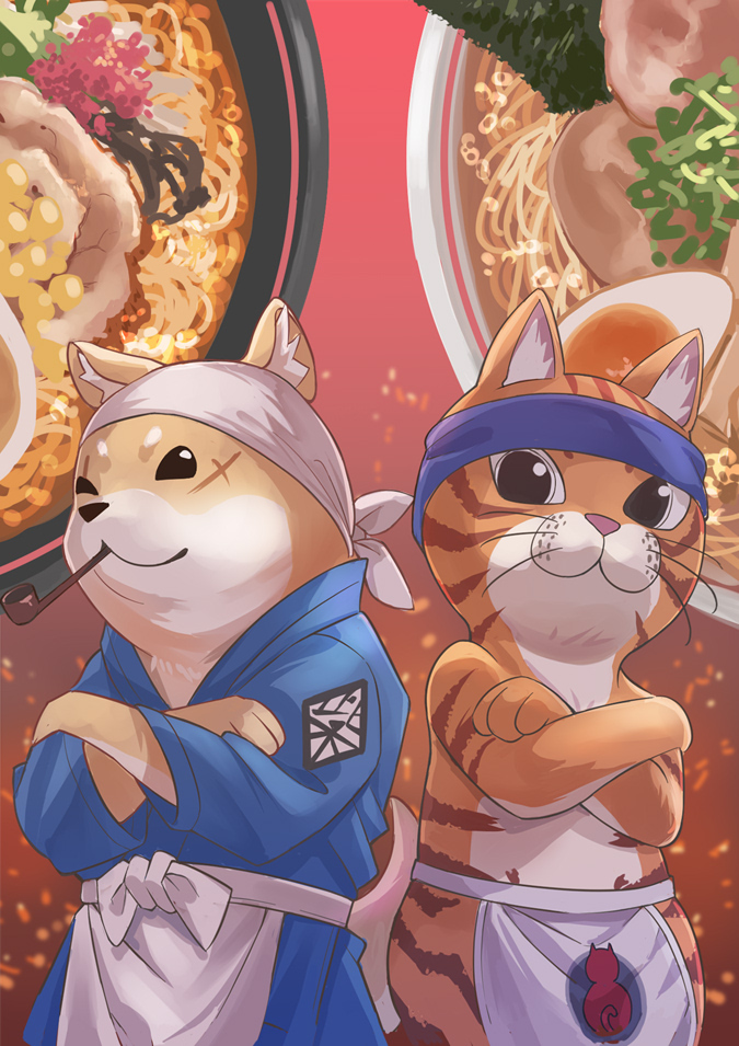 master shiba and bunzo (blue archive and 1 more) drawn by nikulas_cage