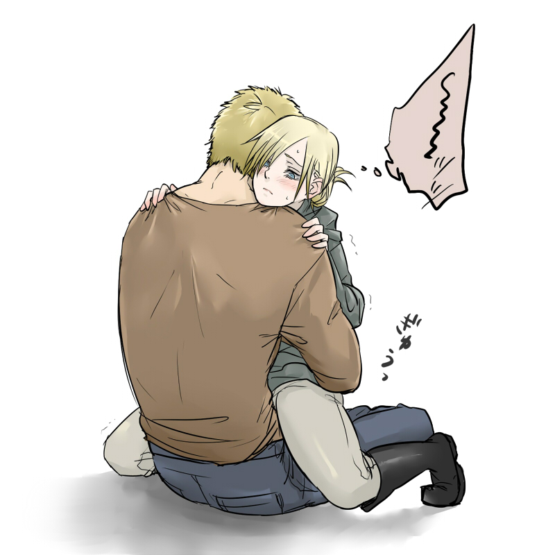 reiner braun and annie leonhart (shingeki no kyojin) drawn by kuzuya_(kz8)