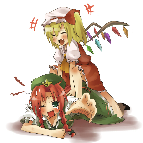 flandre scarlet and hong meiling (touhou) drawn by kiji_(manekinuko-tei)