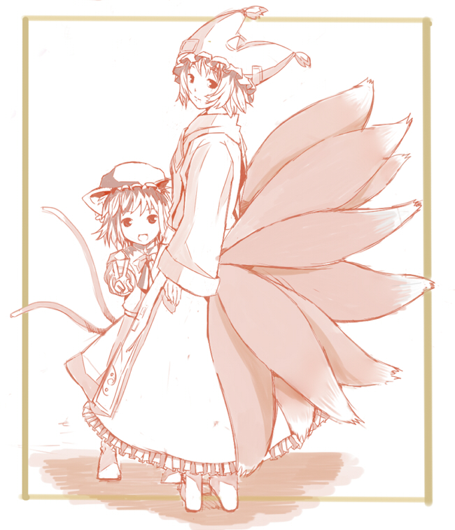 yakumo ran and chen (touhou) drawn by iruma_(ikutomi)