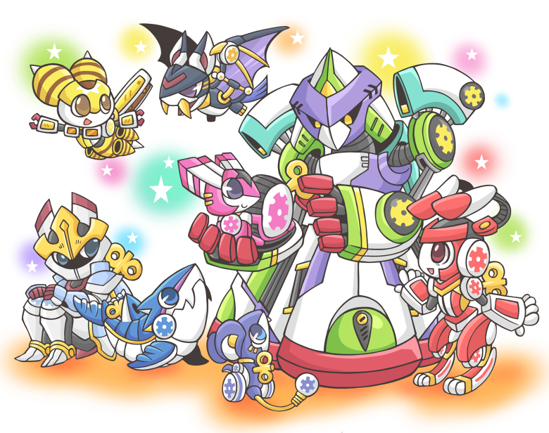 wind-up snail, wind-up shark, wind-up honeybee, wind-up bat, wind-up rabbit, and 3 more (yu-gi-oh!) drawn by atusix