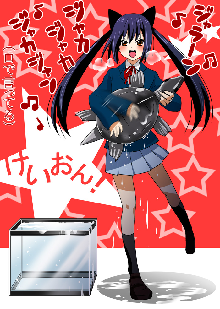 nakano azusa and ton-chan (k-on!) drawn by yyukke