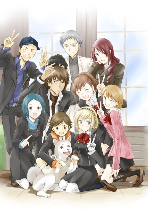 aigis, shiomi kotone, takeba yukari, kirijou mitsuru, yamagishi fuuka, and 5 more (persona and 2 more) drawn by sananan