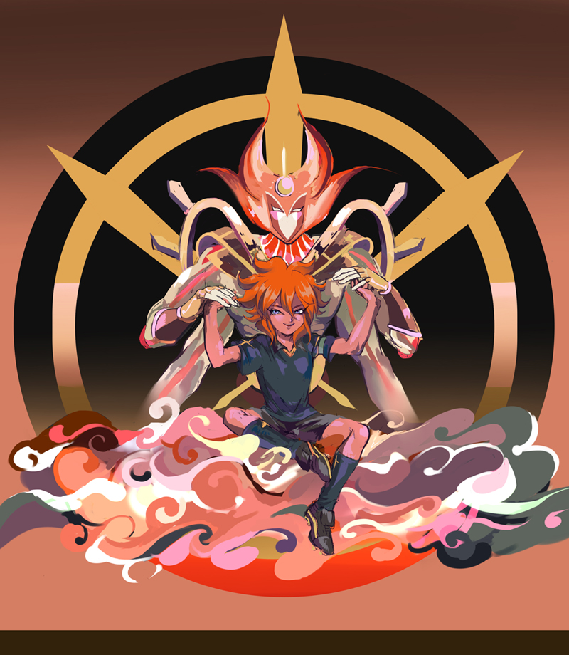 amemiya taiyou and taiyoushin apollo (inazuma eleven and 1 more) drawn by okomeuma