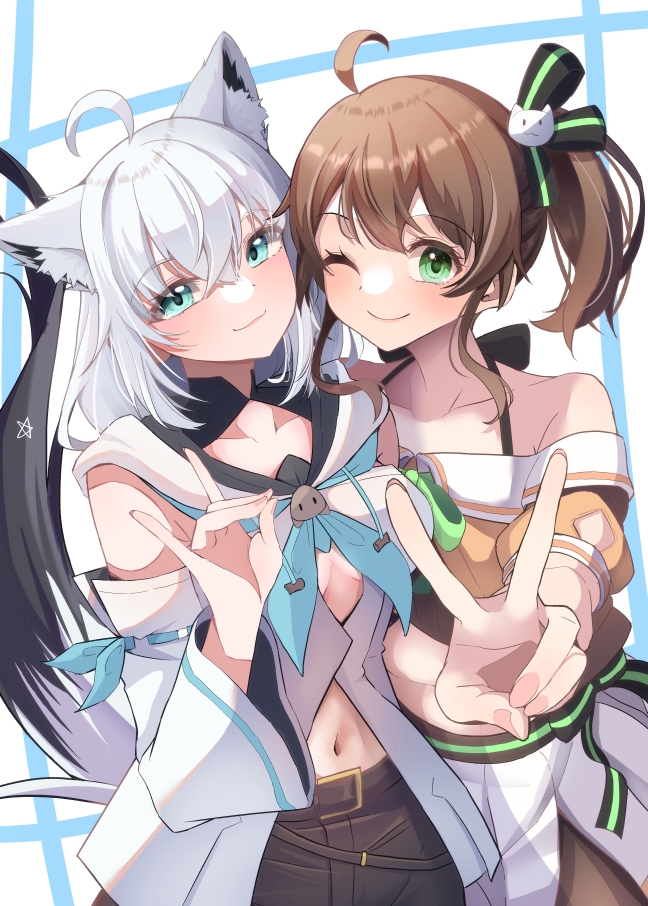 shirakami fubuki and natsuiro matsuri (hololive) drawn by kimura_mitsuki
