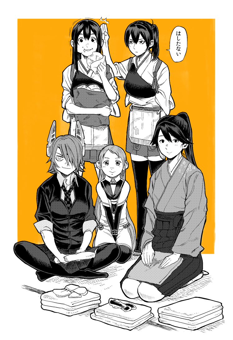 kaga, akagi, tenryuu, houshou, and samidare (kantai collection) drawn by hiro_(chumo)