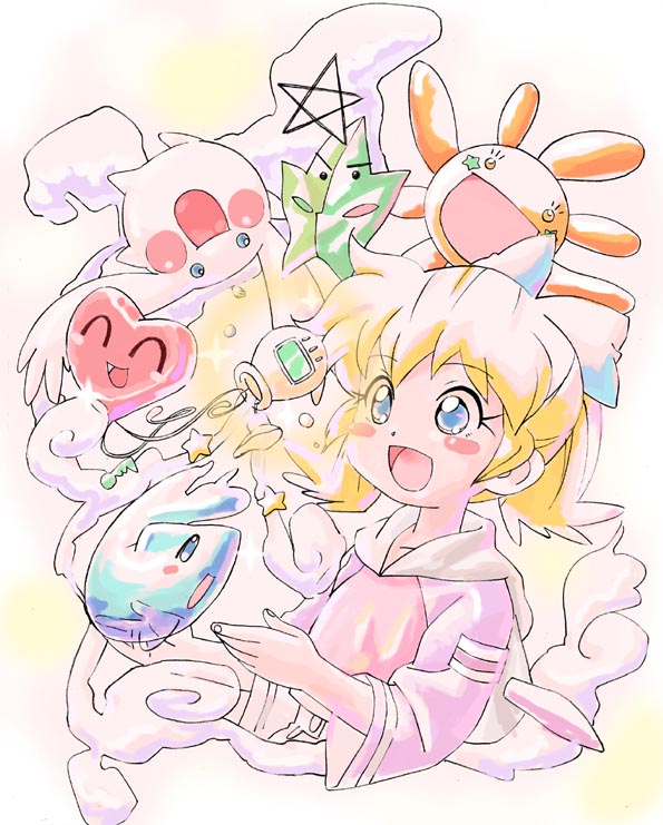 popuri, pinchi, rikku, shibu, gurim, and 1 more (fushigi mahou fun fun pharmacy) drawn by neibii