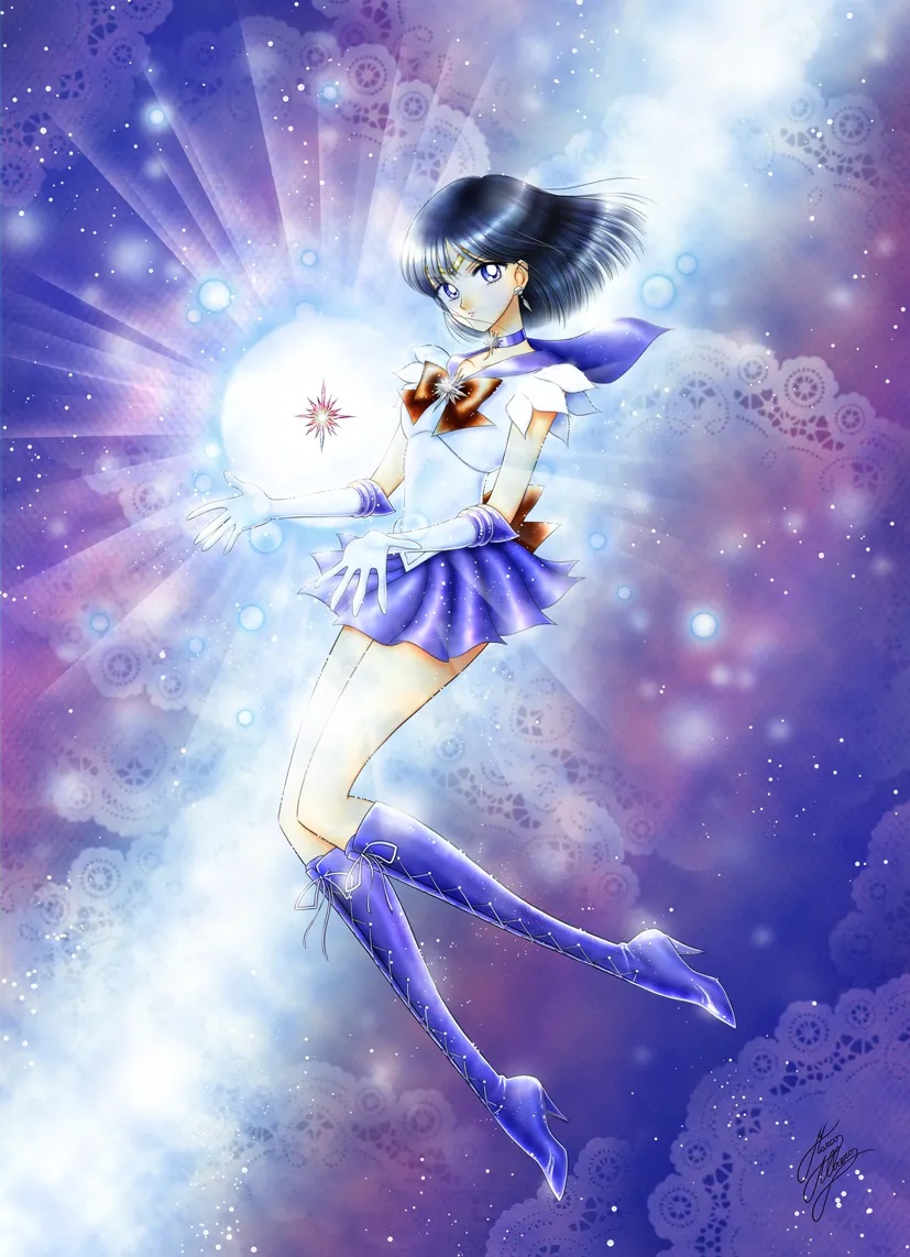 tomoe hotaru and sailor saturn (bishoujo senshi sailor moon and 1 more) drawn by marco_albiero